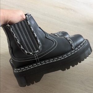 Dr Marten Black Platform Chelsea Cowboy Boots